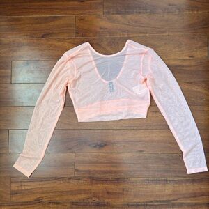 Under Armour Orangey Peach Sheer Long-Sleeve Crop Top